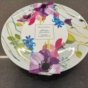 Cake Plate/Stand by Portmeirion in the Water Garden Pattern - Brand New in Box!